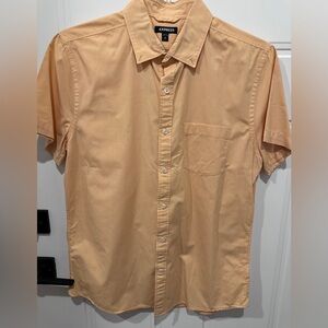 Express Men's Light Orange Short Sleeve Button Down Dress Shirt